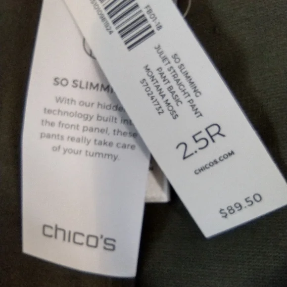 Chico's Green Ankle Pants Women's Size 14 Juliet Slim Trim Stretch Office NWT - Picture 8 of 11